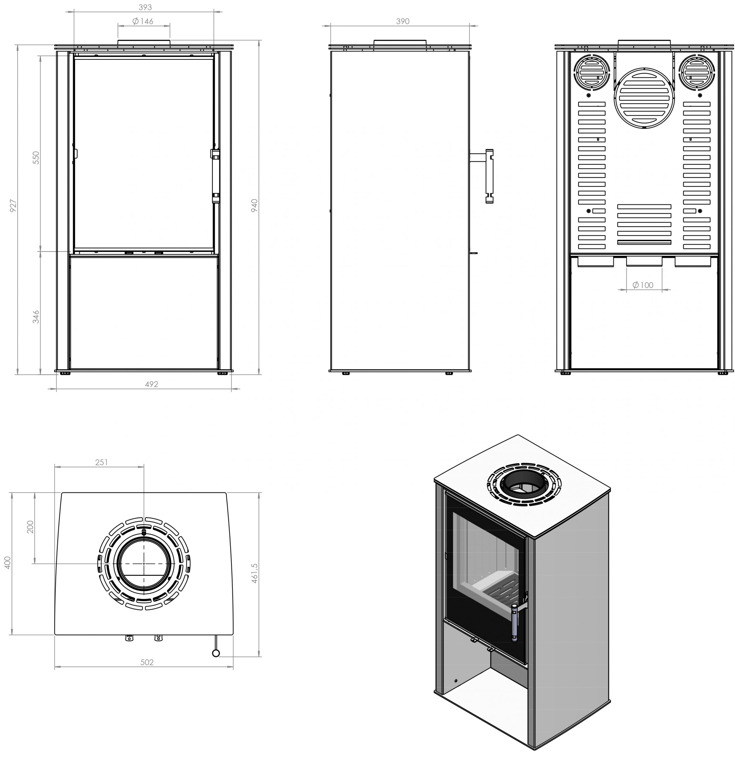 Kaminofen Hitze LUPO S 6,5 kW Freistehender Kamin Ofen Holzofen Kamin Freistehend