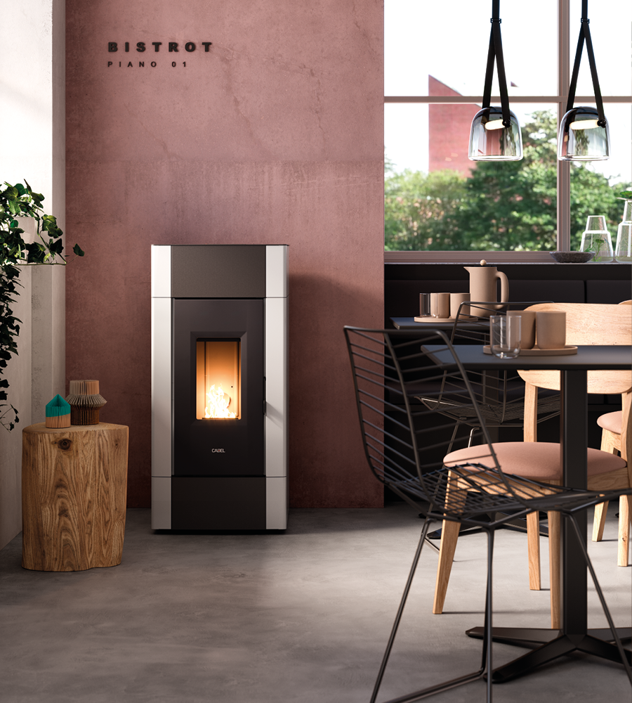 Cadel Pelletofen Cristal 9 Metall Weiß 8,5 kW Pellet Air Kamin Kaminofen belüftet