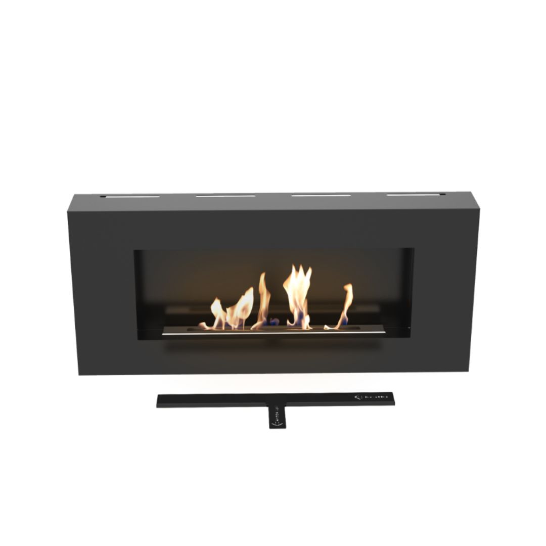 Bioethanol Ethanol Kamin Biokamin DELTA FLAT Schwarz Wandkamin Kamin Ofen