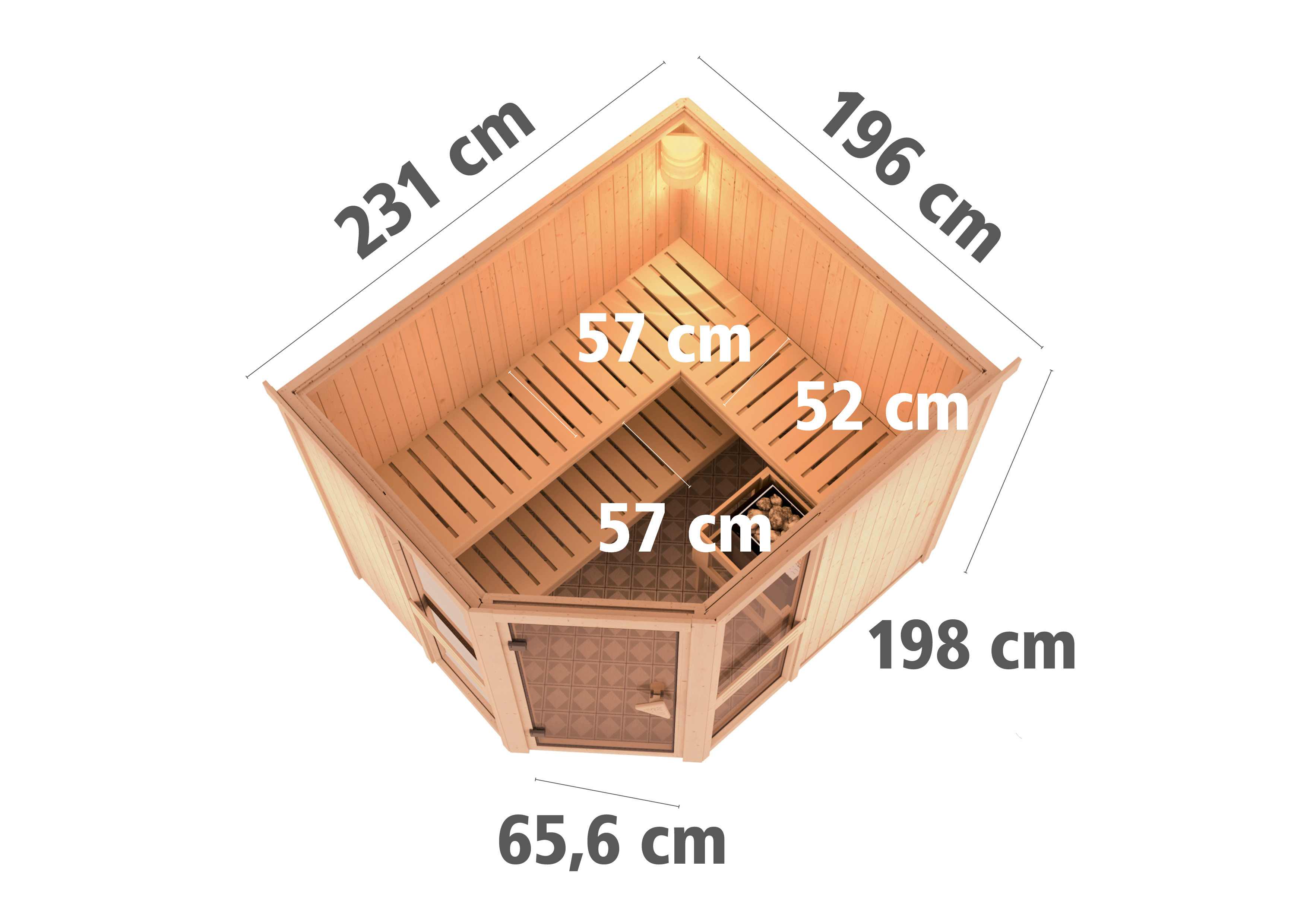 Karibu Sauna Amelia 3 - Systemsauna (Eckeinstieg)