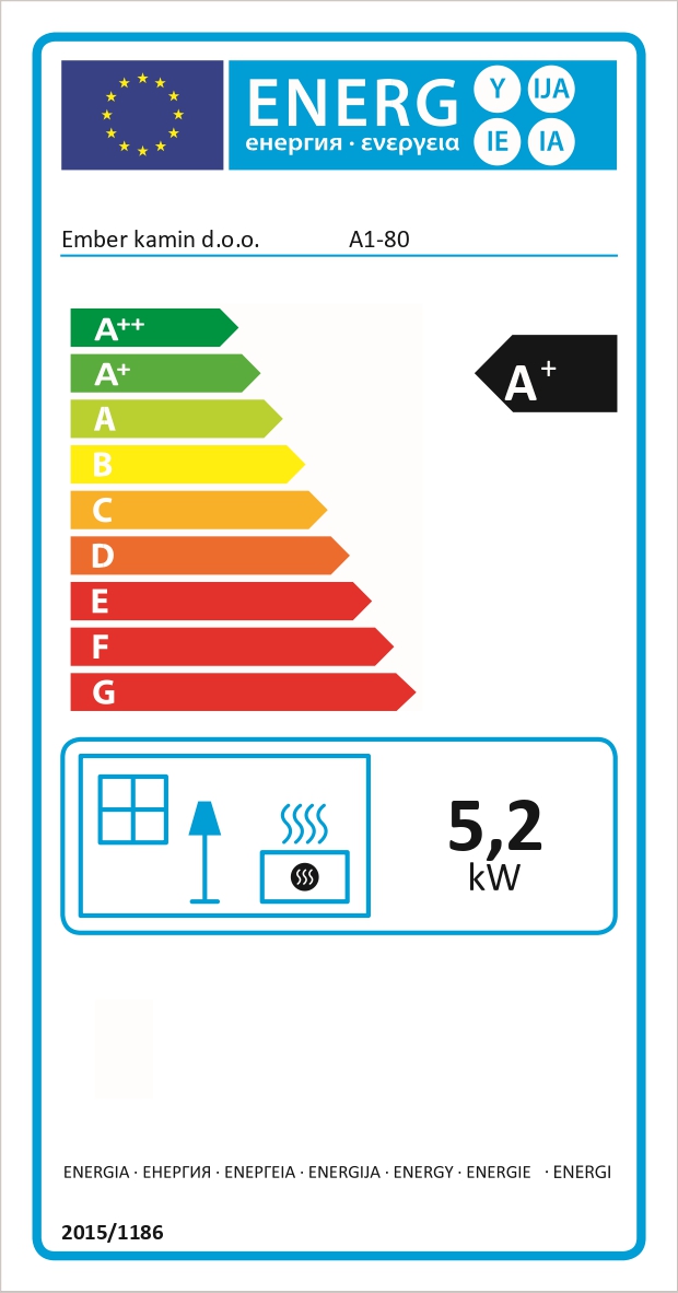 Küchenherd Ember Fire A1 80D-S-GD 5,2 kW Edelstahl-Schwarz Ofen Kamin