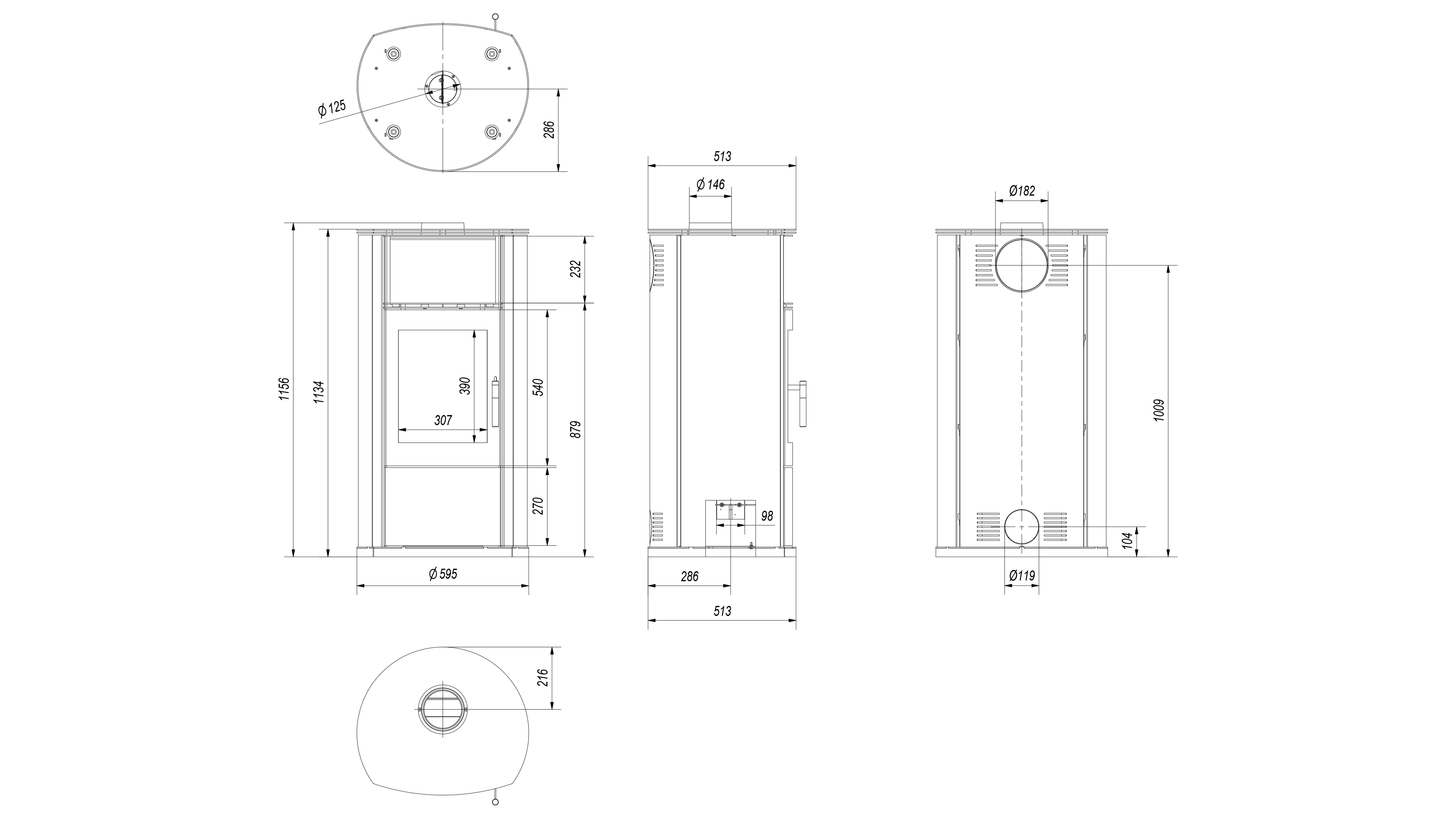 Kratki Kaminofen EPSILON 8 kW Holzofen Ofen Stahl-Schwarz Kamin