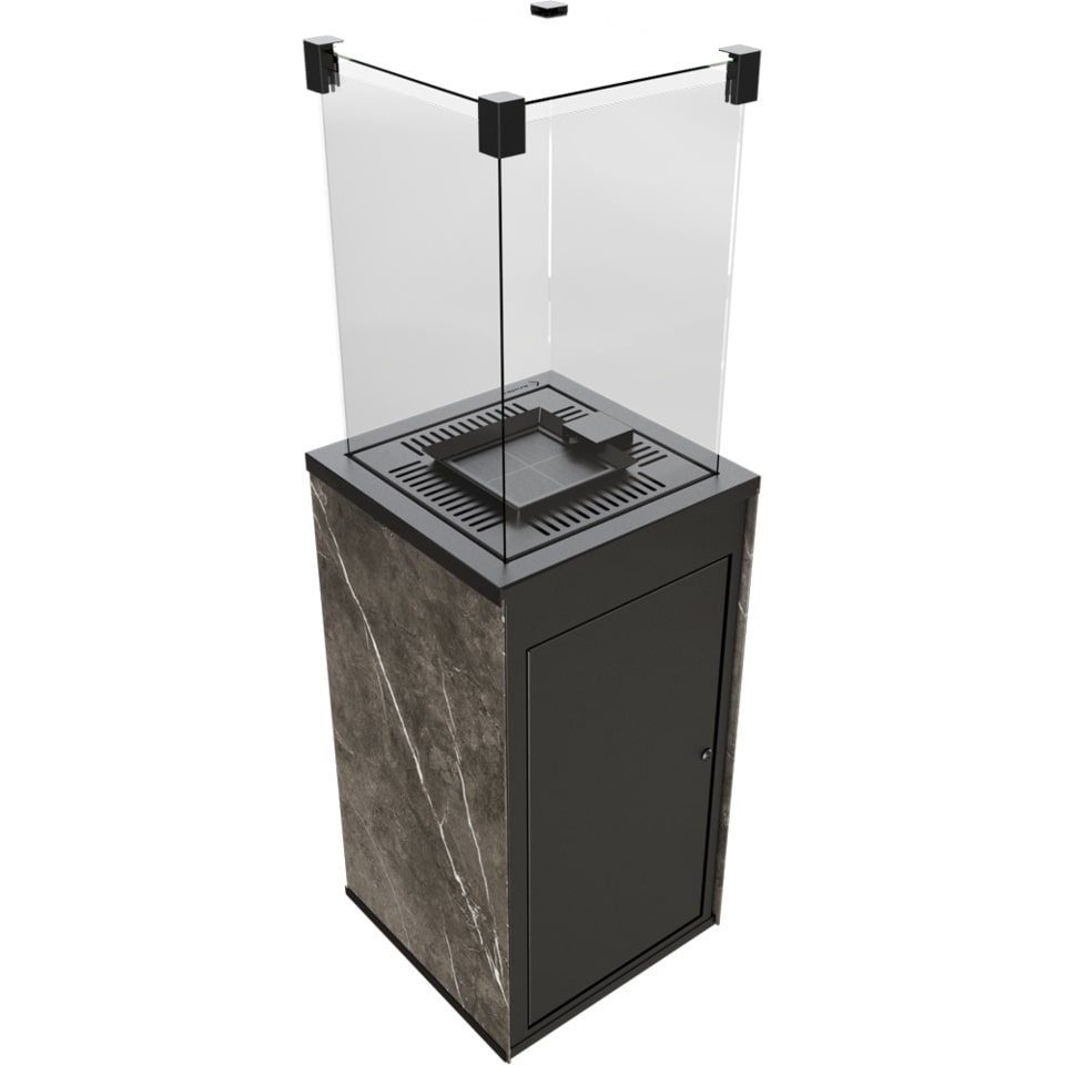 KRATKI Gaskamin PATIO Mini Quarzstein NATURALI PIETRA Grau 4-8,2 kW
