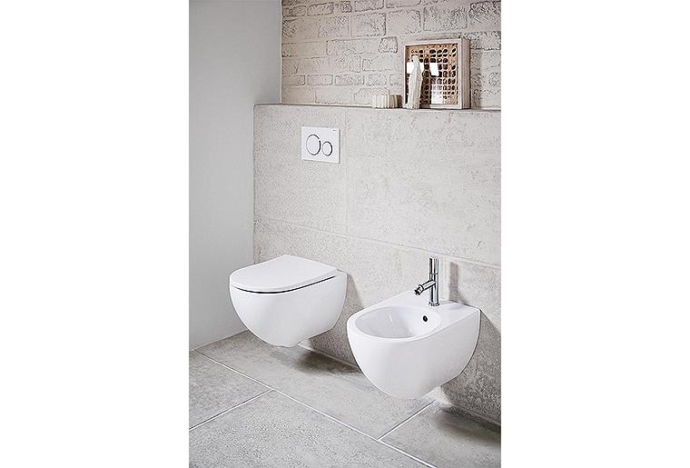 Geberit Wandtiefspül-WC Acanto weiß Kera-Tect spülrandlos Toilette WC Sanitär Bad