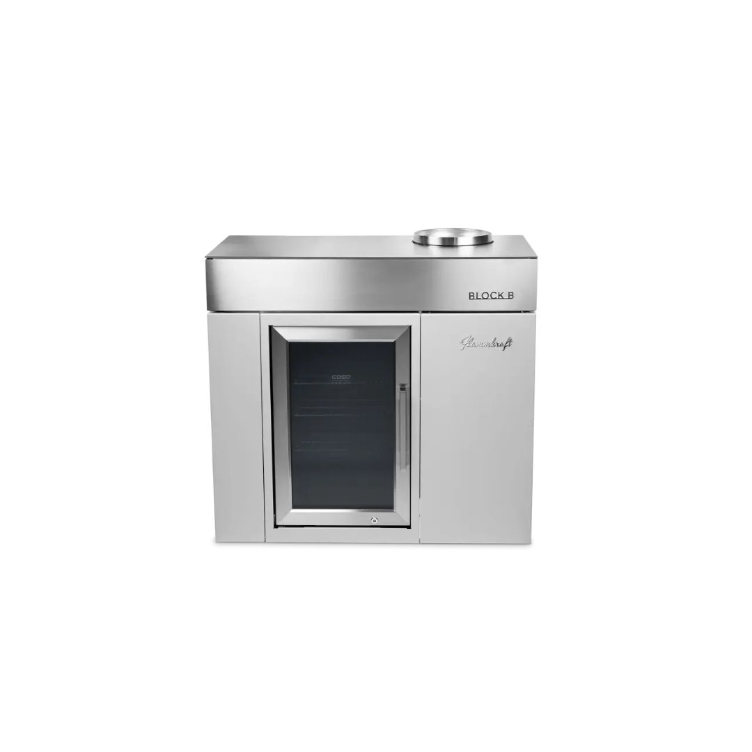Flammkraft BLOCK B Lichtgrau Kühl- und Barmodul 63 Liter Outdoor-Kühlschrank Modul