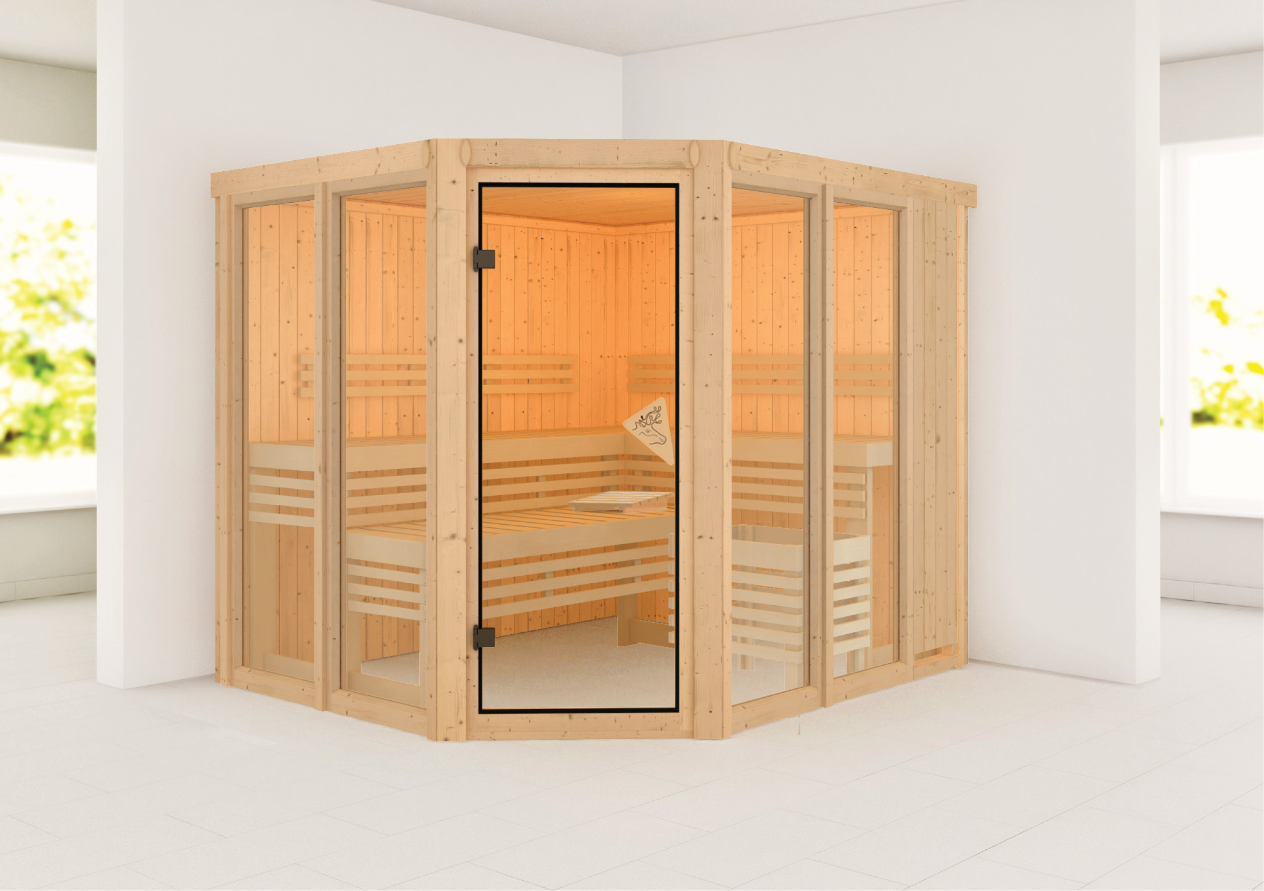 Karibu Sauna Ainur 3 - Systemsauna (Eckeinstieg)