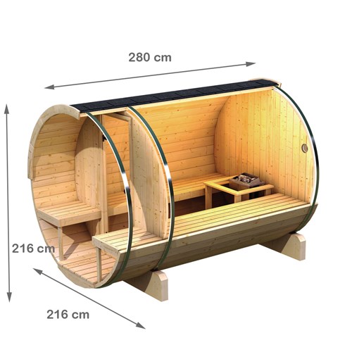 Karibu Fasssauna 2 Aussensauna 230 Volt 42 mm Saunahaus Massivholz Saunaofen