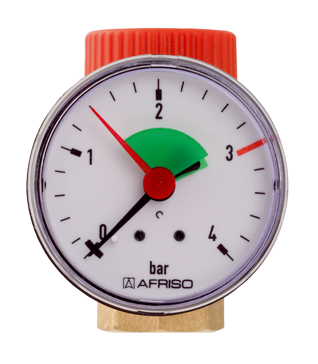 Afriso Sicherheitsventil Überdruckventil Heizung mit Manometer 3,0 bar Heizungsanlage