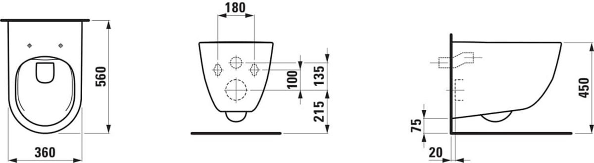 Laufen Wand-Tiefspül-WC Pro S 360x375x560mm spülrandlos erhöht weiß Toilette WC
