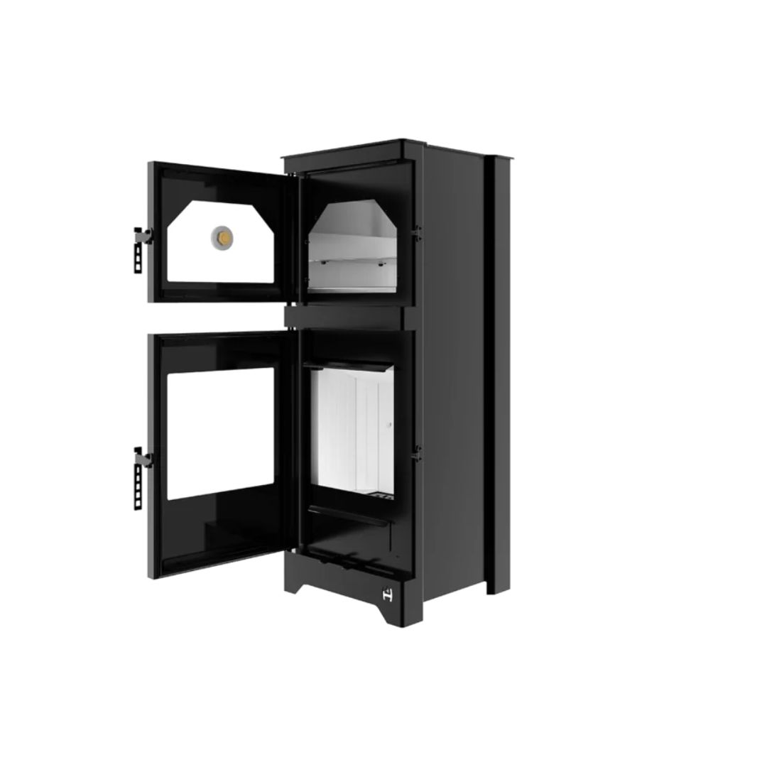 Hitze freistehender Kamin LYNX O 6,5 kW  Kaminofen Wärmequelle Standkamin schwarz