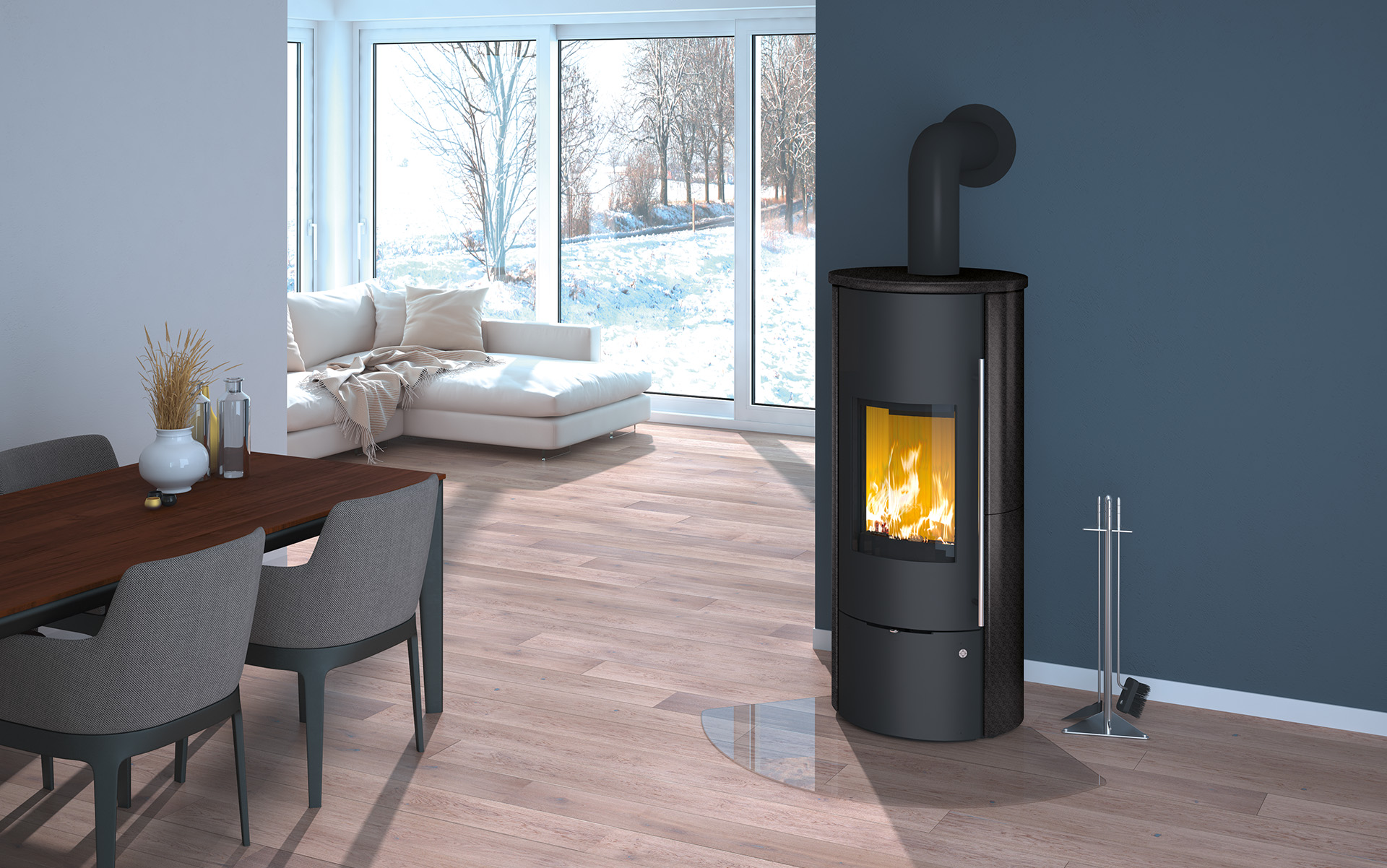 Olsberg Kaminofen Tolima Aqua II Compact 10 kW Ofen wasserführend Stahl-Schwarz