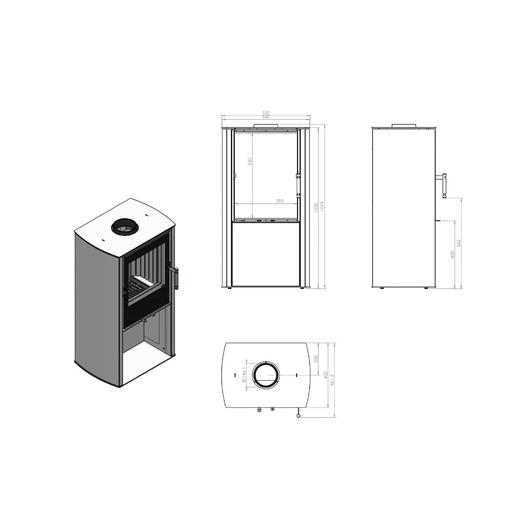 Hitze CANE S 6,5 kW  freistehender Kamin Holznische Kamin Wärmequelle Standkamin