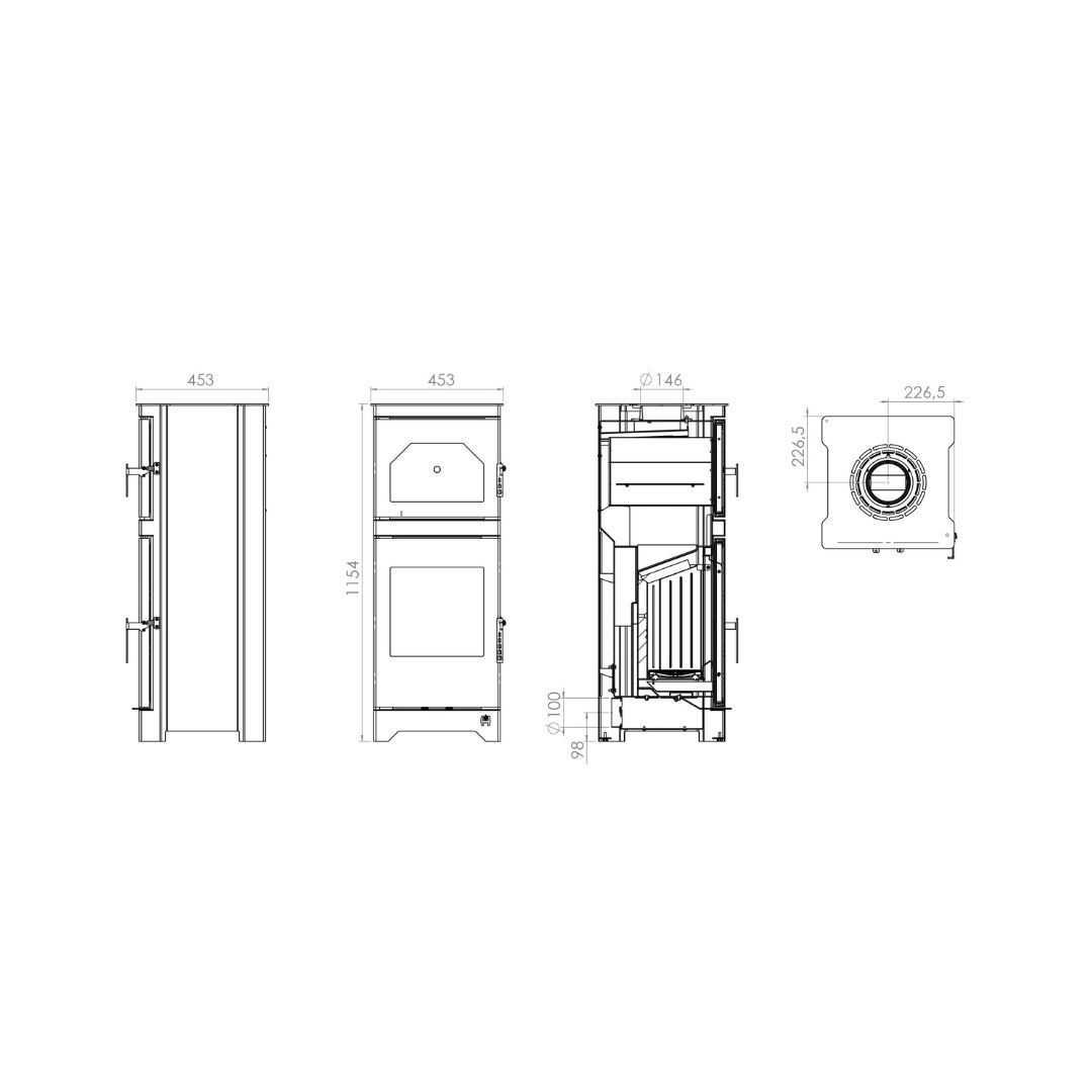 Hitze freistehender Kamin LYNX O 6,5 kW  Kaminofen Wärmequelle Standkamin schwarz