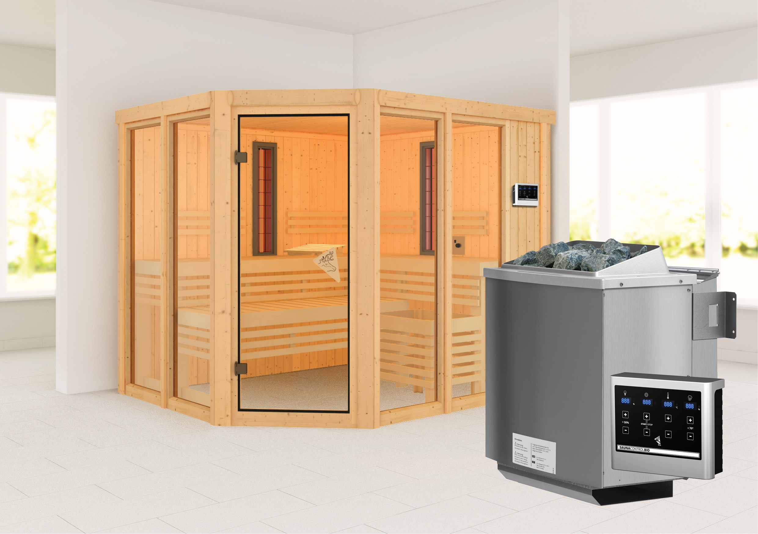 Karibu Sauna Ava - Systemsauna (Eckeinstieg)