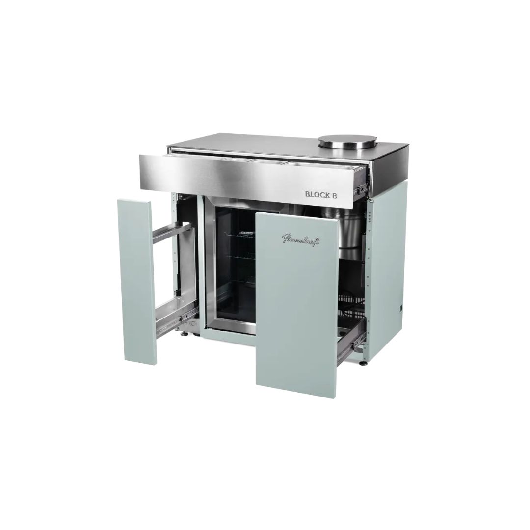 Flammkraft BLOCK B Pool Kühl- und Barmodul 63 Liter Outdoor-Kühlschrank Modul