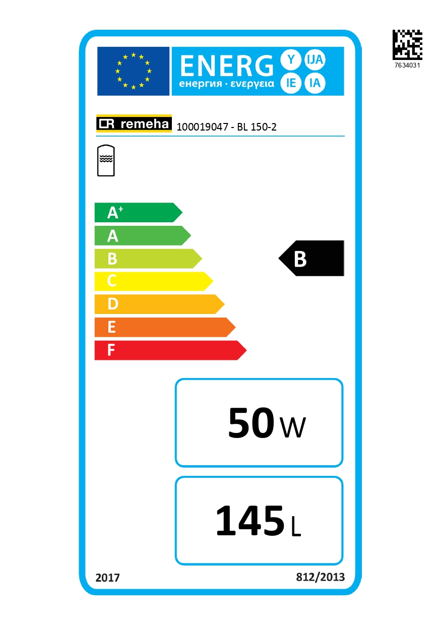 Remeha Trinkwasser-Beistellspeicher BL 150-2 indirekt beheizt 150 l Speicher