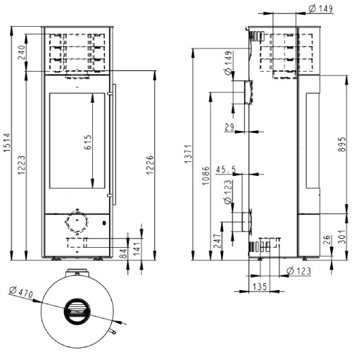 Olsberg Kaminofen Palena Compact PowerBloc 5 kW Ofen Stahl-Schwarz