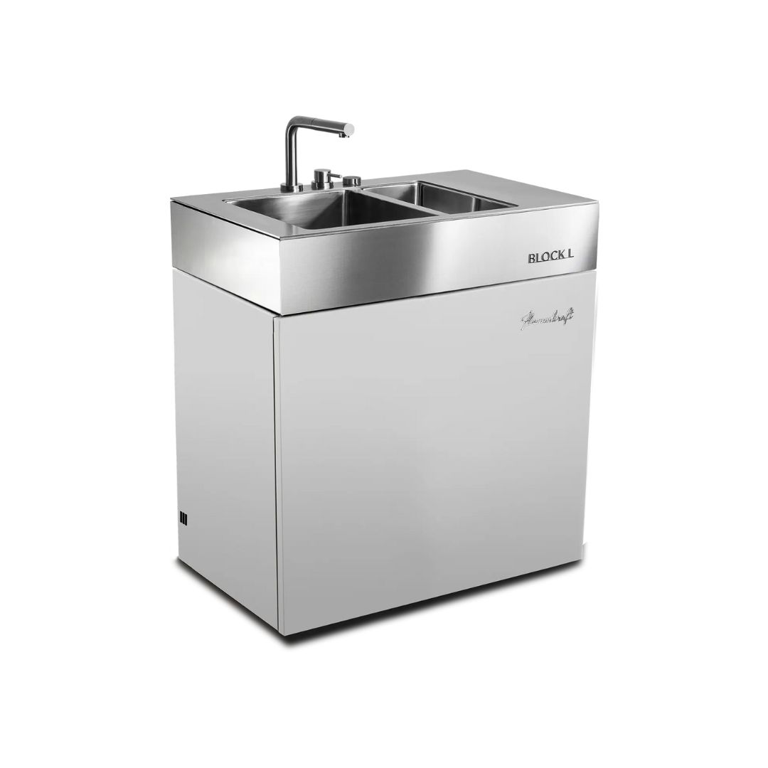 Flammkraft Outdoor-Küchenmodul BLOCK L Lichtgrau Waschbecken Grillmodul BBQ