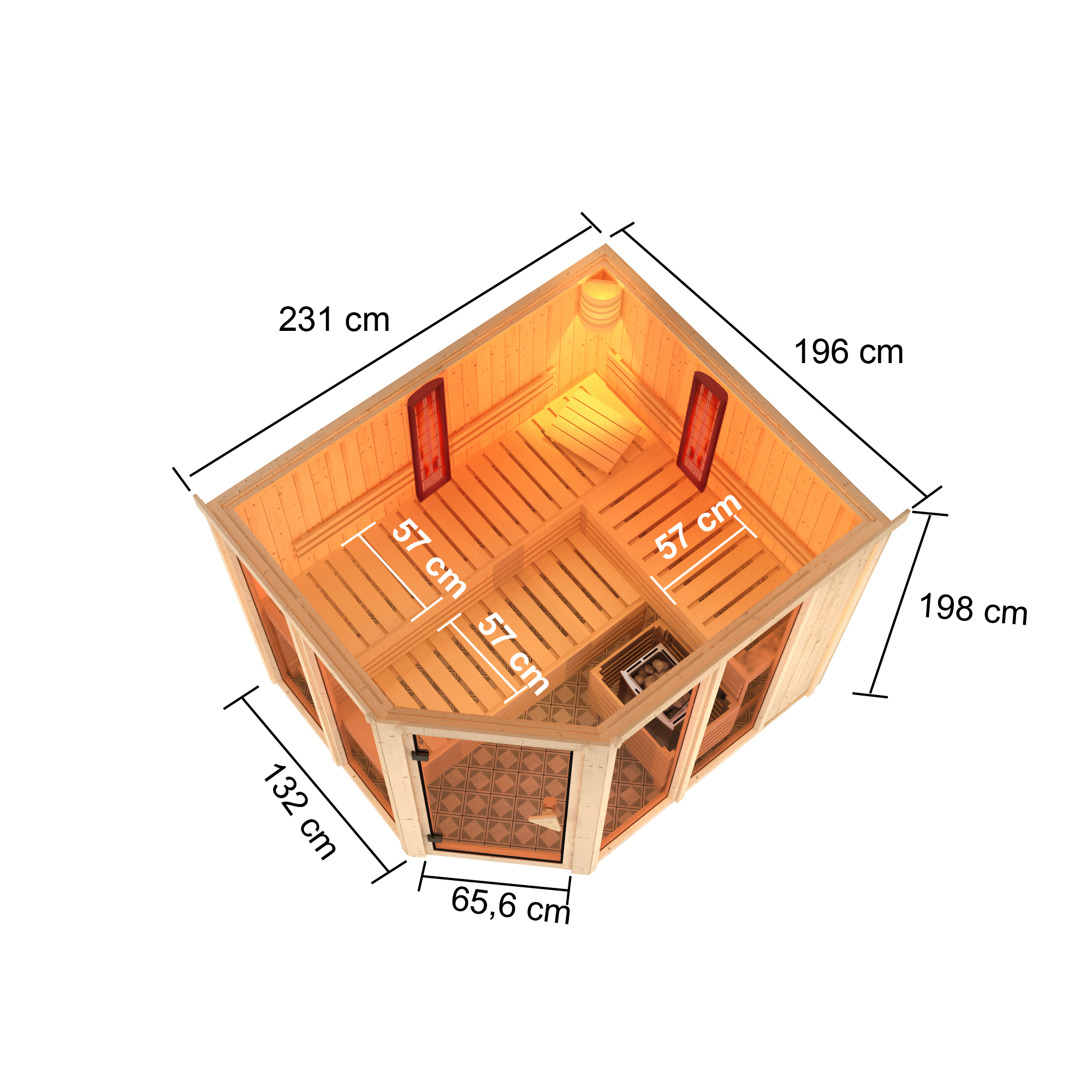 Karibu Sauna Ava - Systemsauna (Eckeinstieg)