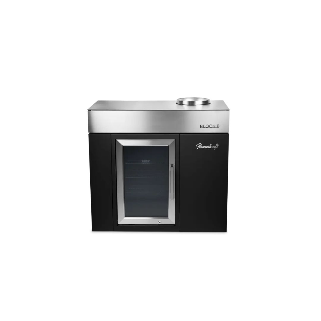 Flammkraft BLOCK B Elfenbeinschwarz Kühl- und Barmodul 63 Liter Outdoor-Kühlschrank