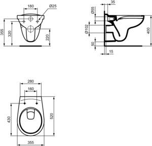 Geberit Duofix Vorwandelement Wand Tiefspül WC Delta25 + WC-Sitz WC Komplett Set