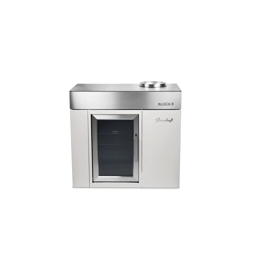 Flammkraft BLOCK B Elfenbeinweiß Kühl- und Barmodul 63 Liter Outdoor-Kühlschrank