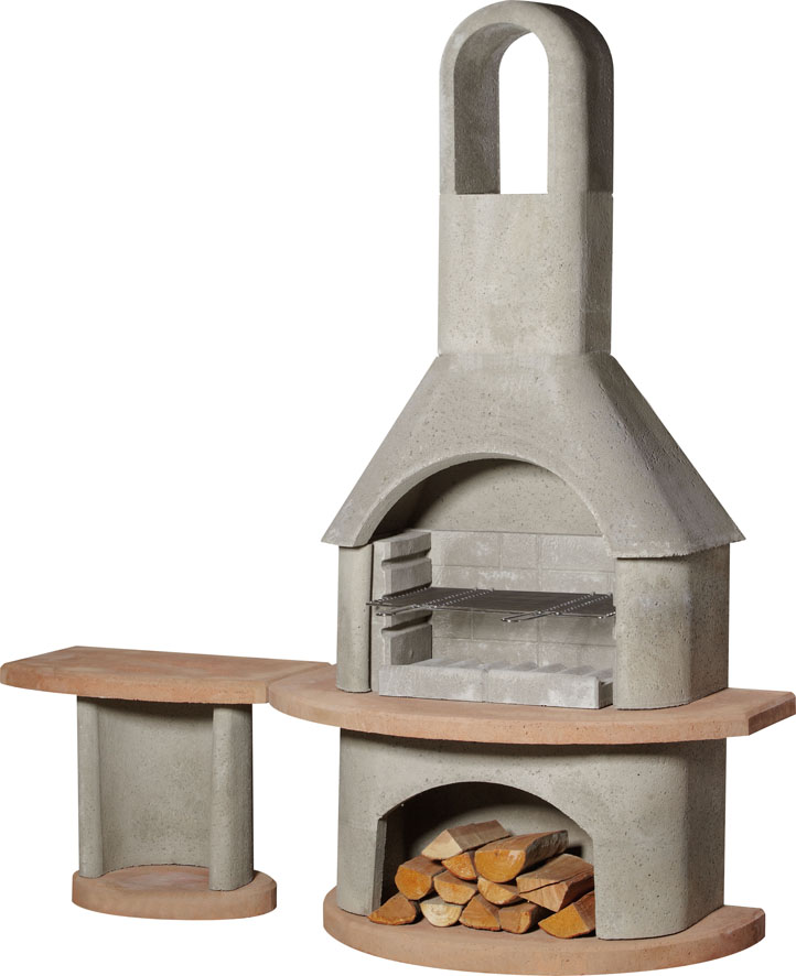Buschbeck Gartenkamin Carmen inkl Tisch BBQ Kohlegrill Holzgrill Grillkamin