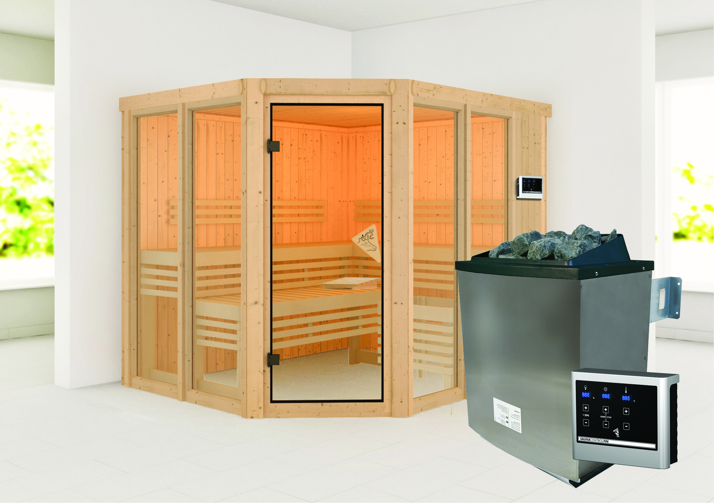Karibu Sauna Ainur 3 - Systemsauna (Eckeinstieg)