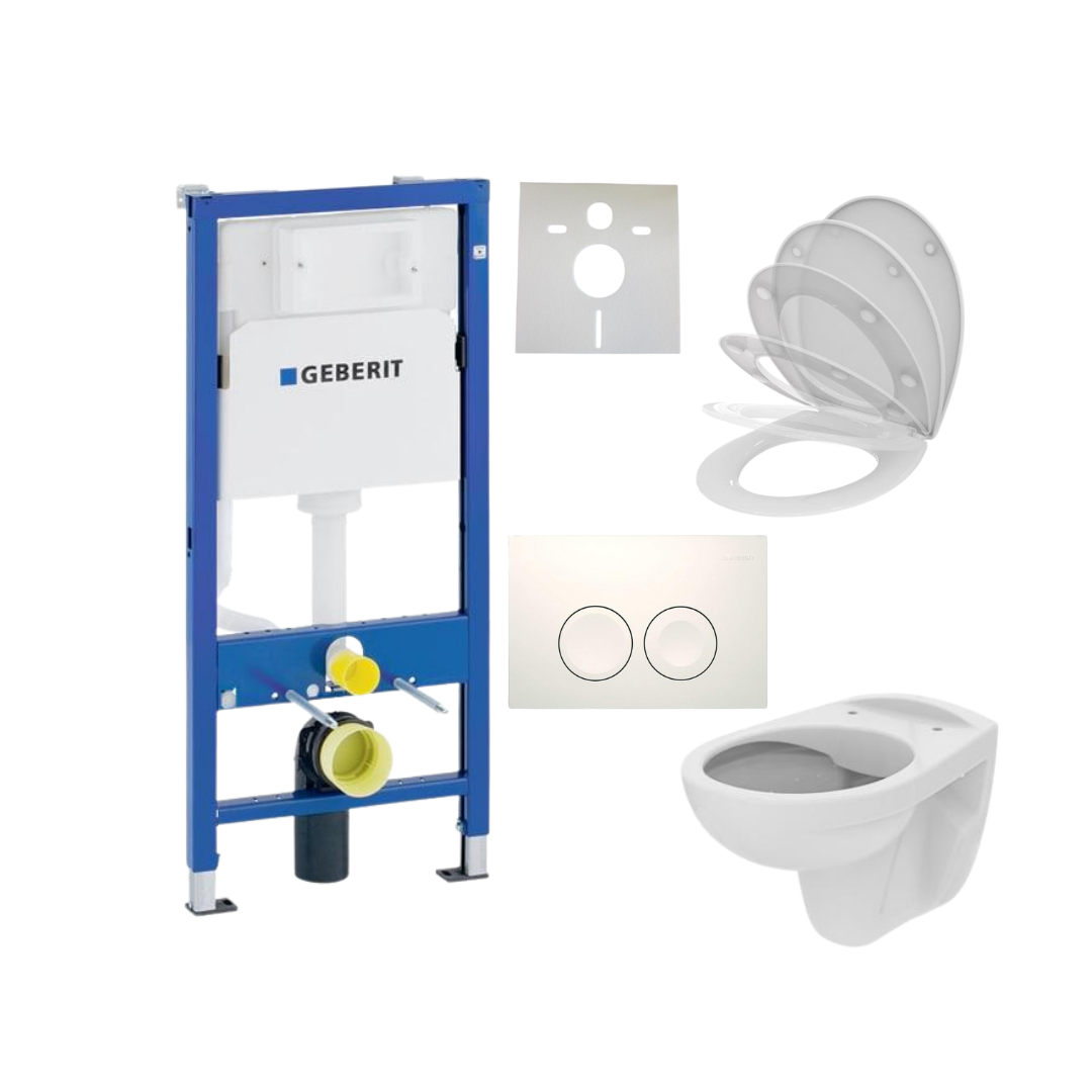 Geberit Duofix Vorwandelement Wand Tiefspül WC Delta25 + WC-Sitz WC Komplett Set