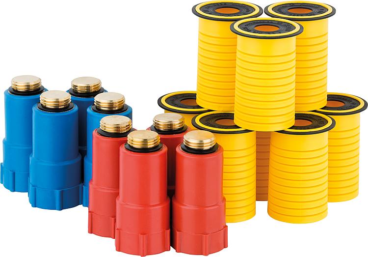 Baustopfen Set Blindstopfen Prüfstopfen Abdrückstopfen 1/2 Zoll Rot Blau Gelb