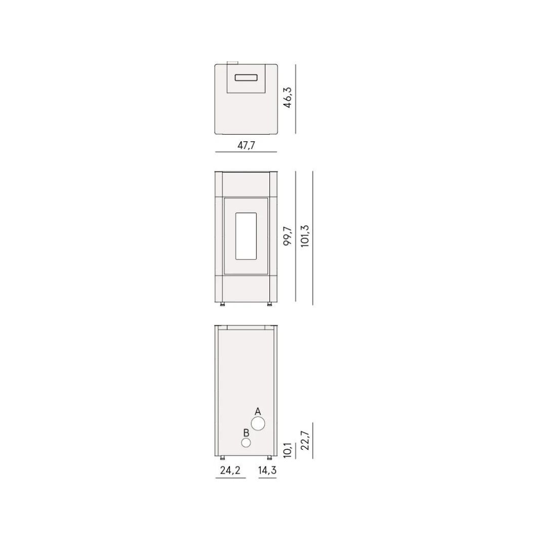 Cadel Pelletofen Cristal 9 Metall Anthrazit 8,5 kW Pellet Air Kamin Kaminofen