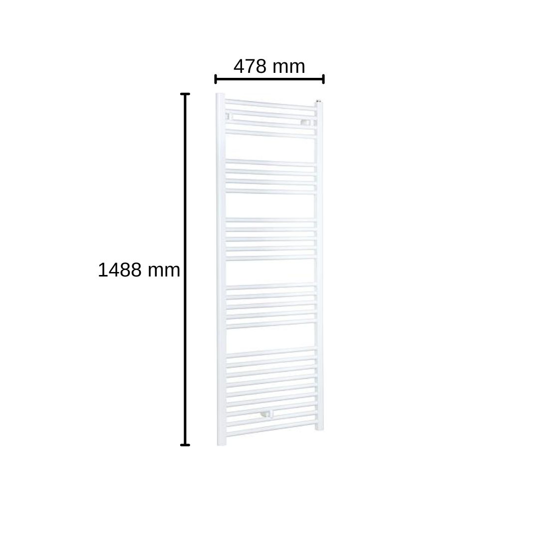 Aluminium-Handtuch-Heizkörper Cool Mittelanschluss 1488x478mm Weiß Bad-Heizkörper