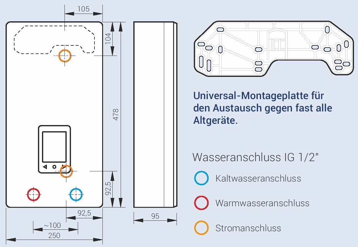 Kospel Durchlauferhitzer PPE4.B Basic elektronisch, LCD 17/18/21/24 kW, 400 V Heizung