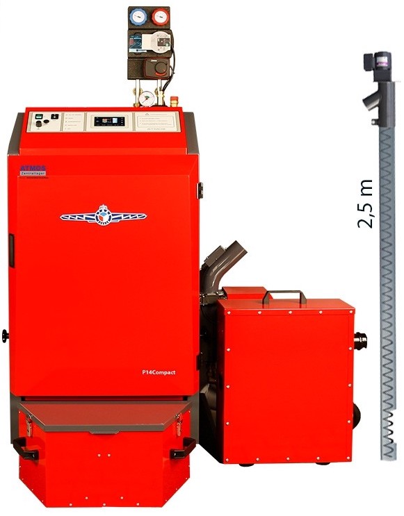 ATMOS Pelletkessel P14 Set Compact 2,5m Förderschnecke mit Pelletbrenner A25