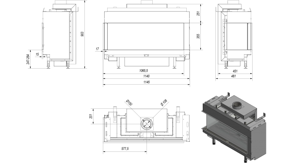 Gaskamin Kratki LEO 100 9,2 kW Kamin Heizkamin Kaminkasette Gas Ofen Heizgas
