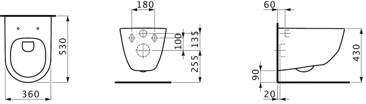 Laufen Wandtiefspül-WC PRO weiß spülrandlos 360x340x530mm Toilette Sanitär WC Bad