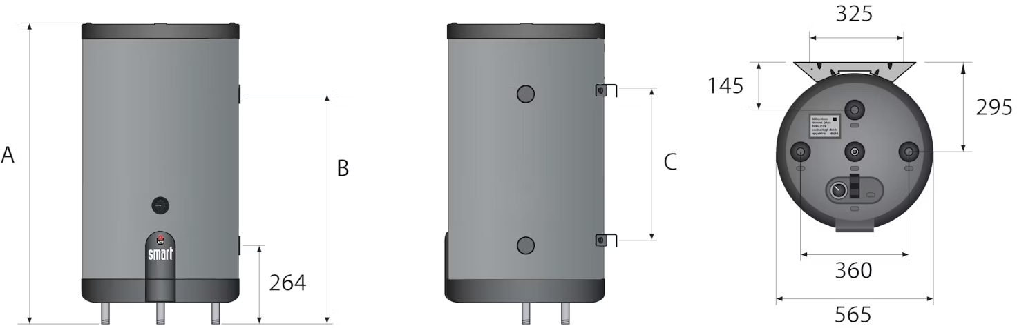 ACV Hochleistungsspeicher Smart 100-240 L Edelstahl dunkelgrau Wasserspeicher