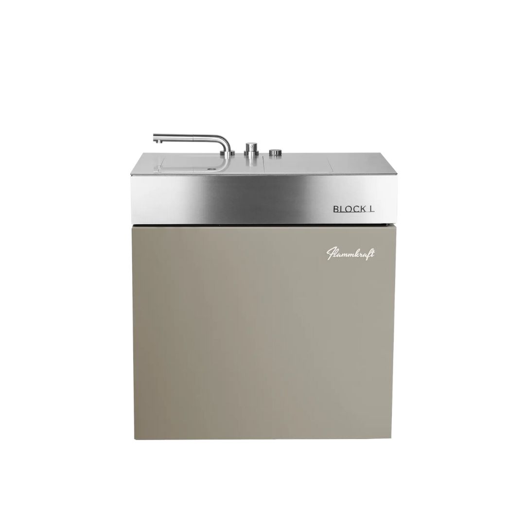 Flammkraft Outdoor-Küchenmodul BLOCK L Taupe Waschbecken Grillmodul BBQ