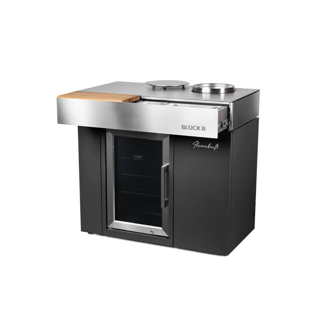 Flammkraft BLOCK B Tiefumbra Kühl- und Barmodul 63 Liter Outdoor-Kühlschrank Modul