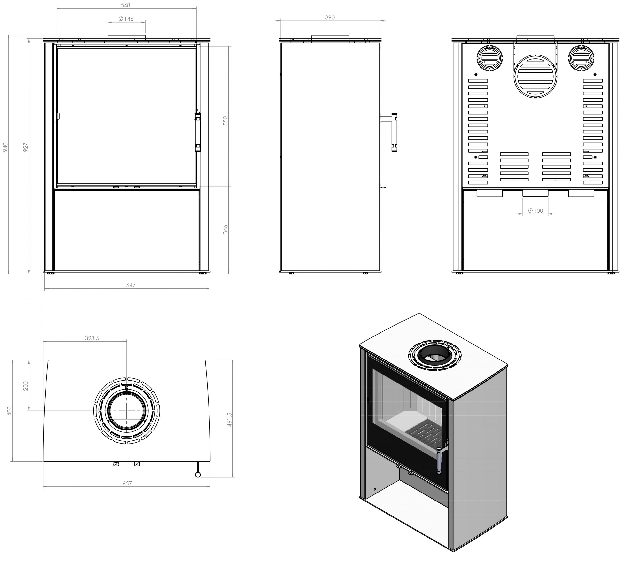 Kaminofen Hitze LUPO M 8,7 kW Freistehender Kamin Ofen Holzofen Kamin Freistehend