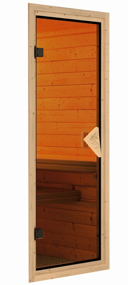 Karibu Sauna Alcinda 2 Ganzglas - Systemsauna (Fronteinstieg)