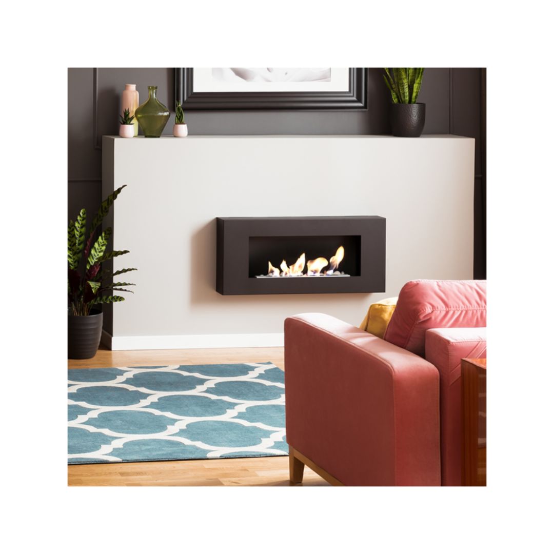 Bioethanol Ethanol Kamin Biokamin DELTA FLAT Schwarz Wandkamin Kamin Ofen