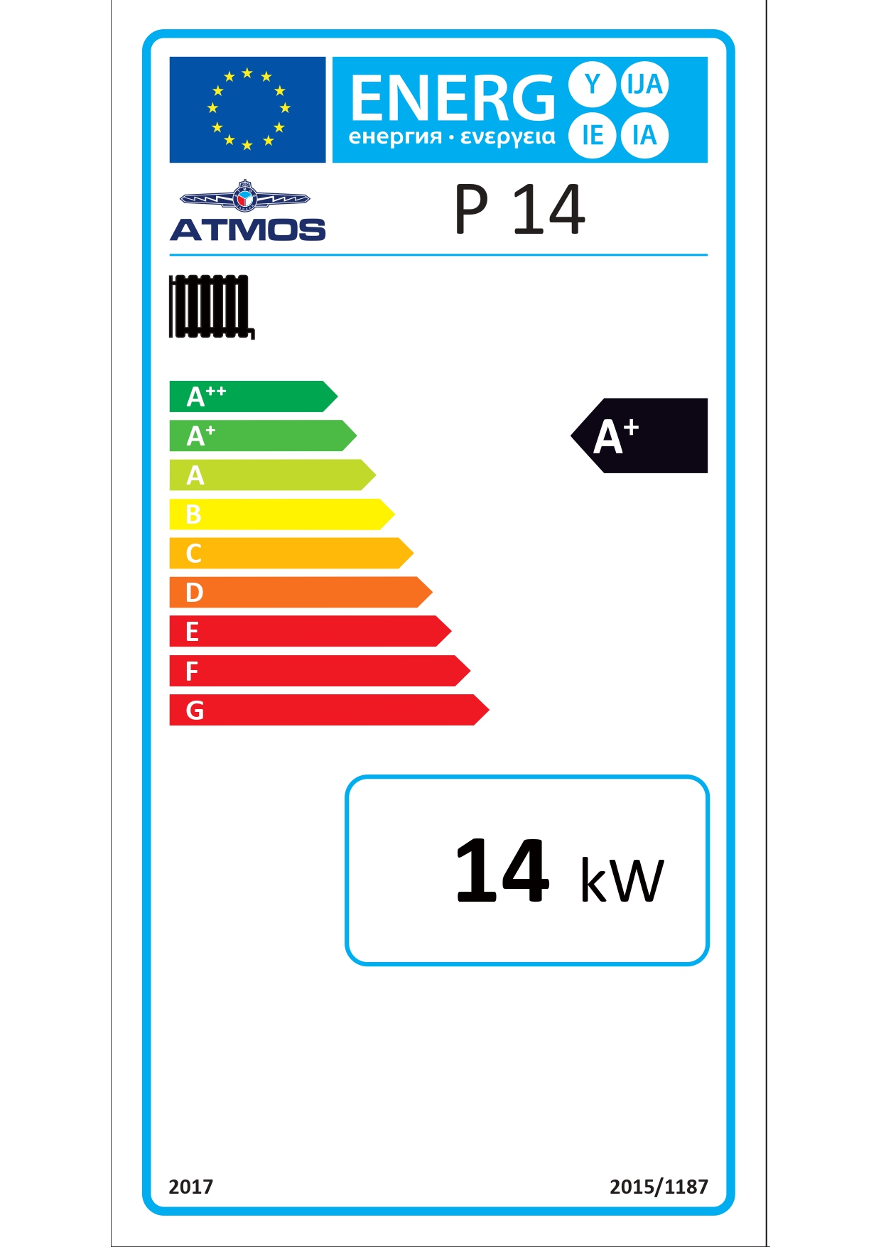 ATMOS Pelletkessel P14 Set P-Serie 1,5m Förderschnecke mit Pelletbrenner A25