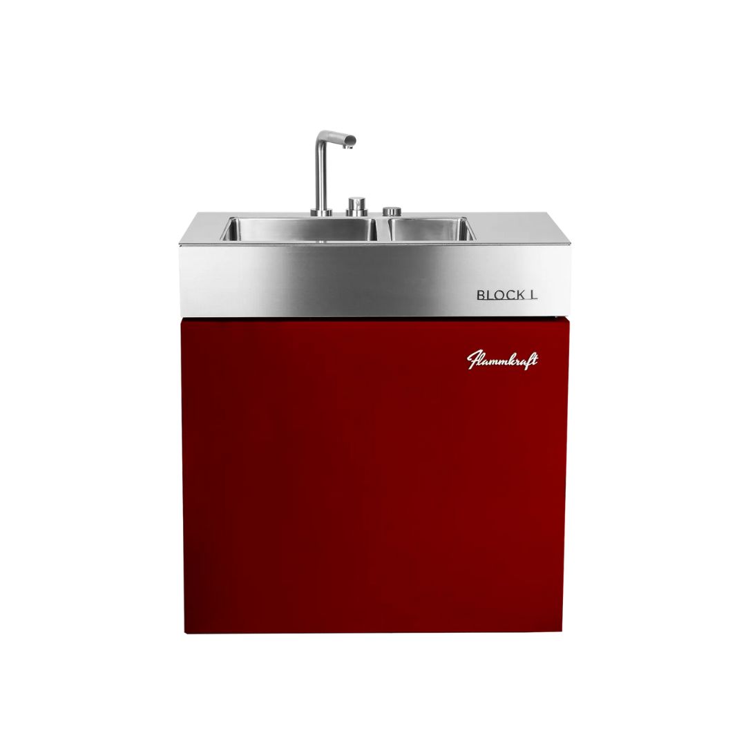 Flammkraft Outdoor-Küchenmodul BLOCK L Rubin Waschbecken Grillmodul BBQ