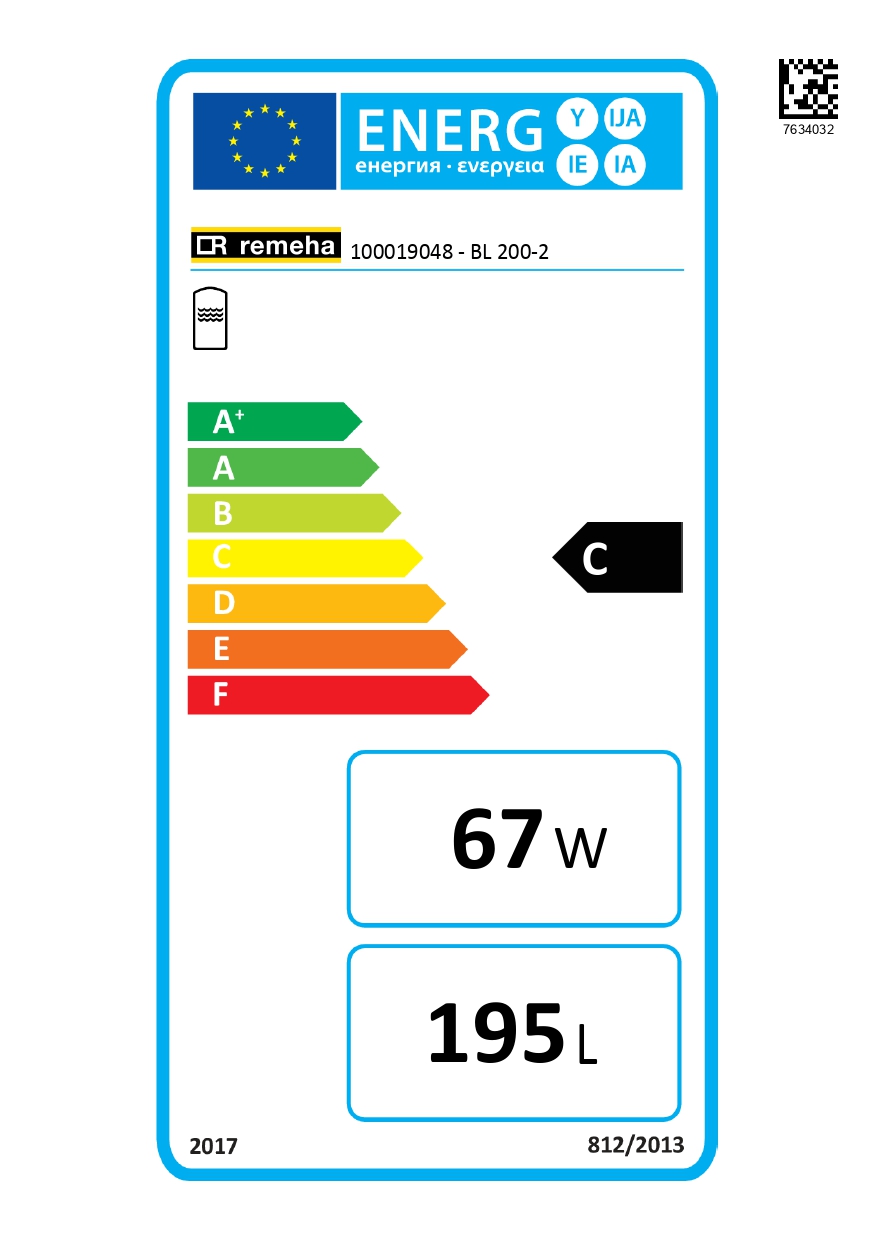 Remeha Trinkwasser-Beistellspeicher BL 200-2 indirekt beheizt 200 l Speicher