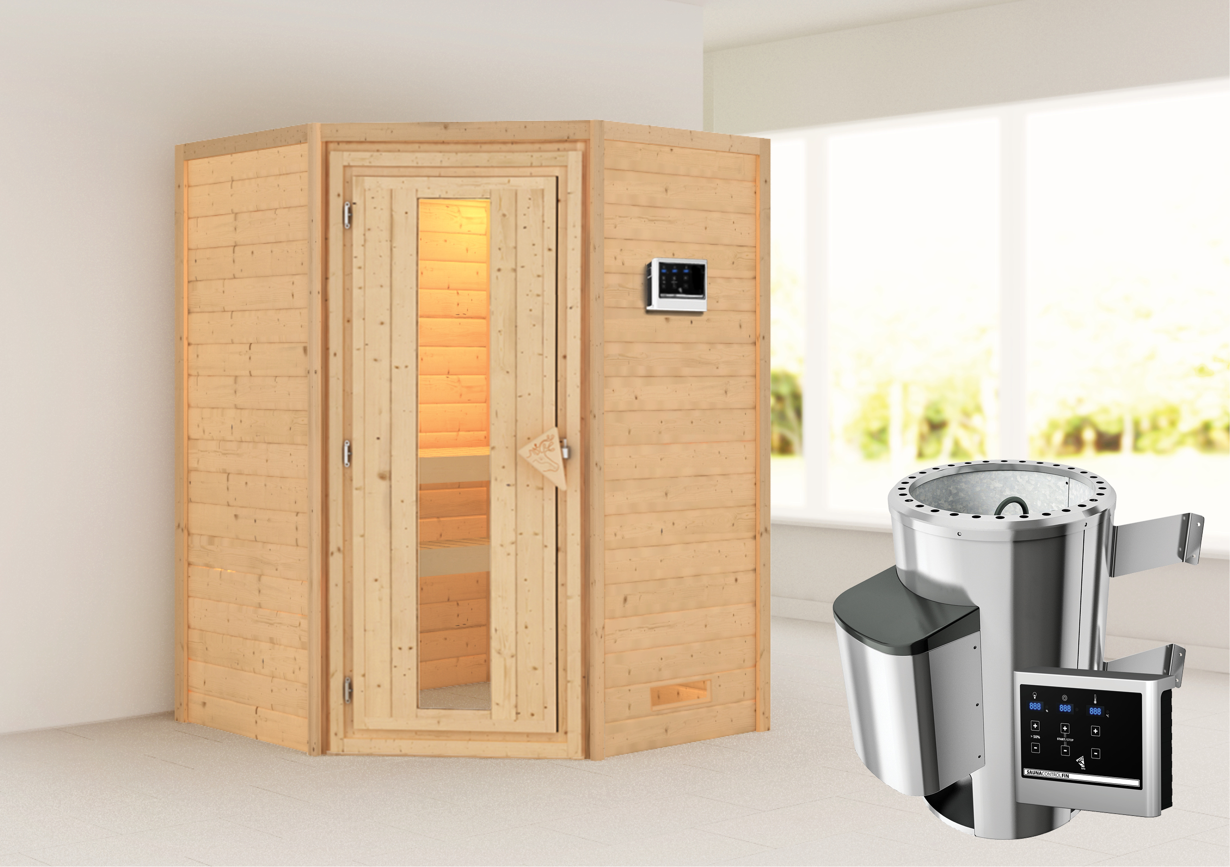 Karibu Sauna Alicja - Systemsauna (Eckeinstieg)