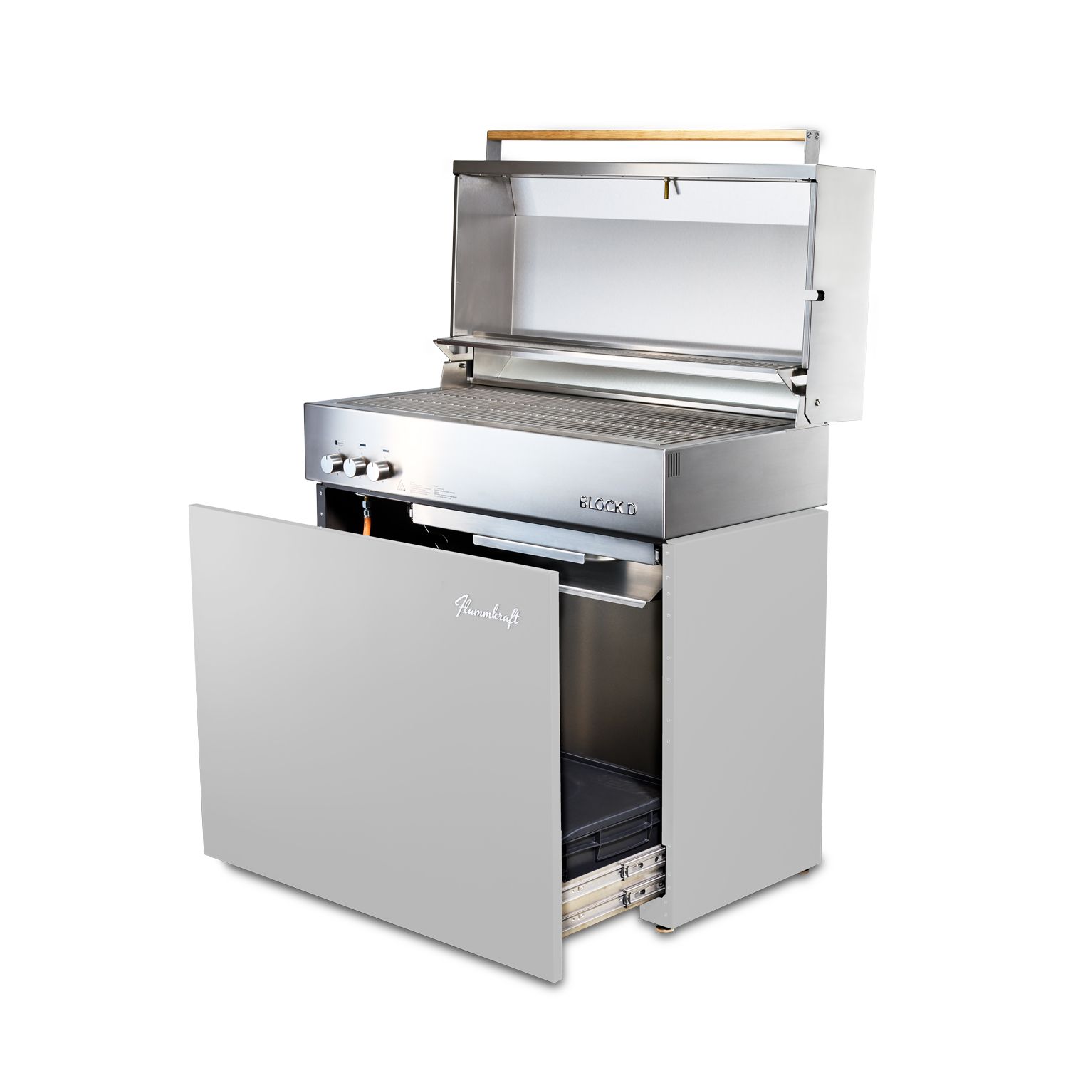Flammkraft Block D Gasgrill Gen. 5 Lichtgrau 16 kW 75 bis 900°C BBQ Grill Gas