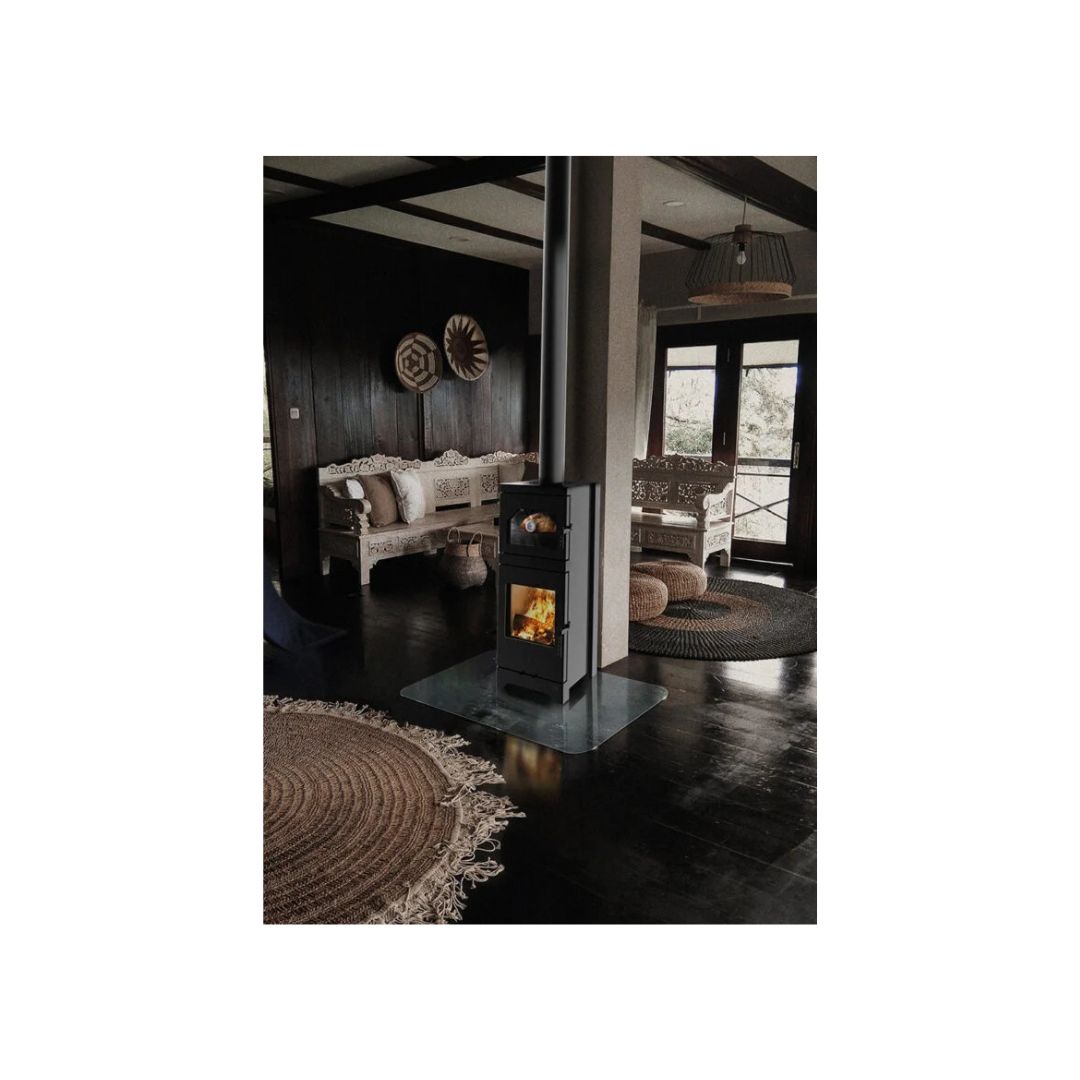 Hitze freistehender Kamin LYNX O 6,5 kW  Kaminofen Wärmequelle Standkamin schwarz