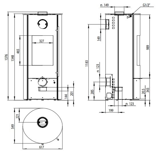 Olsberg Kaminofen Tolima Aqua II Compact 10 kW Ofen wasserführend Stahl-Schwarz