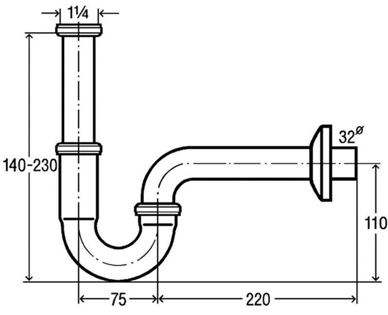 Viega Röhrengeruchsverschluss Plus 32mm Waschbecken Röhrensiphon Siphon 5611.5
